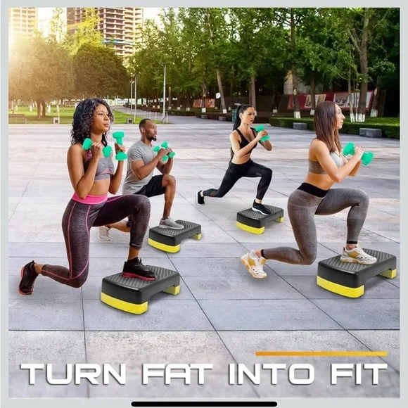 Aerobic Exercise Step Platform with 2 Risers, Adjustable Height Workout Stepper - Picture 6 of 8